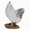 Figurine décorative intérieur ou extérieur - Poule debout - H 19,8 cm - Blanc