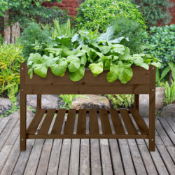 Carré potager en bois - 78,8 x 118,8 x 78 cm - Marron