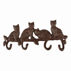 Porte-manteau Chats - L 4,4 x l 29,1 x H 13,8 cm - Marron