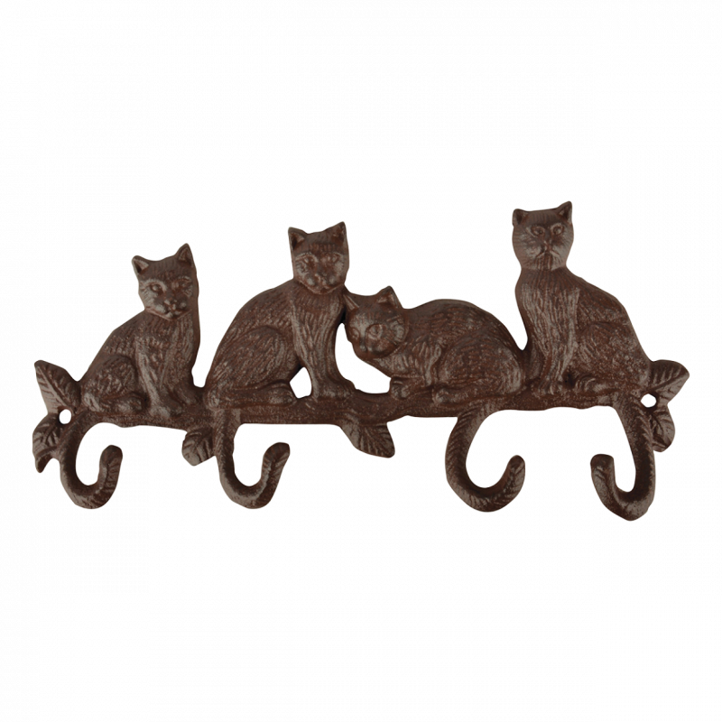 Porte-manteau Chats - L 4,4 x l 29,1 x H 13,8 cm - Marron