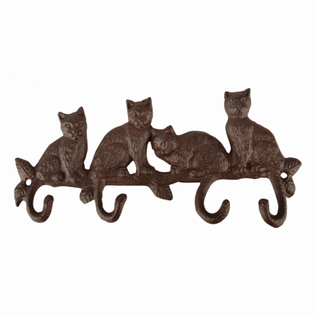 Porte-manteau Chats - L 4,4 x l 29,1 x H 13,8 cm - Marron