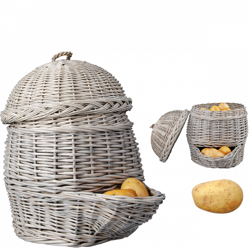 Panier à pommes de terre - L 46,5 x l 35,2 x H 44,8 cm - Gris