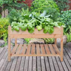 Carré potager en bois naturel XXL - L 78,8 x l 118,8 x H 78 cm - Beige