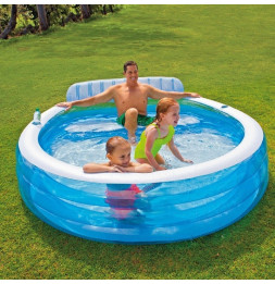 Piscine gonflable Aqua avec banc - L 224 x l 216 x H 76 cm