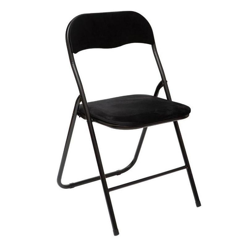 Chaise pliante en velours noir - Chaise gain de place 39 cm x H 79 cm