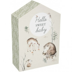 Coffret de naissance unisexe - Cadeau de naissance mixte modèle Forêt - 10 tiroirs de souvenirs