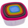 Ensemble de 7 boîtes alimentaires avec couvercles multicolores - Jusqu'à 5.5L
