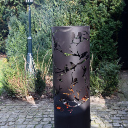 Brasero cylindre - Oiseaux - D 39 x 118 cm - Noir