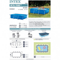 Piscine hors sol tubulaire rectangulaire 4,5 x 2,2 x H 0,84m - Metal Frame Junior - Intex - Avec filtre à cartouches