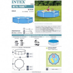 Piscine hors sol tubulaire ronde D 2,44m x H 0,51 m - Intex Metal Frame - Bleu