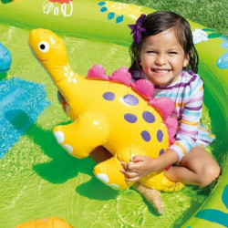 Aire de jeux piscine gonflable Dinosaures Intex - 191 x 152 cm - Avc toboggan et jets d'eau