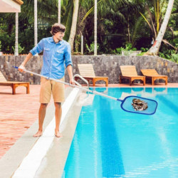 Epuisette de surface avec manche téléscopique piscine ou spa - Extensible jusqu'à 150 cm