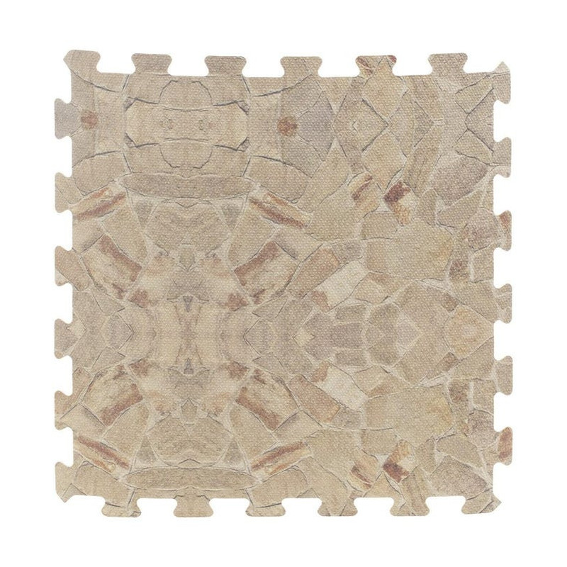 Pack de 8 dalles de sol modulables design pierre beige - 50 x 50 cm - Mousse ep. 40mm - Tapis piscine ou spa