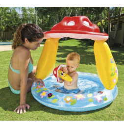 Piscine avec pare soleil champignon - Pataugeoire gonflable