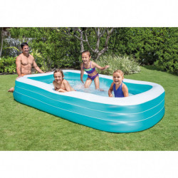 Piscinette pour enfant double boudins gonflables Intex - 203 x 152 x H 18 cm - Bleu