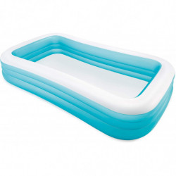 Piscinette pour enfant double boudins gonflables Intex - 203 x 152 x H 18 cm - Bleu