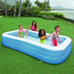 Piscinette pour enfant double boudins gonflables Intex - 203 x 152 x H 18 cm - Bleu