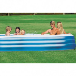 Piscinette pour enfant double boudins gonflables Intex - 203 x 152 x H 18 cm - Bleu