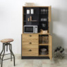 Buffet de cuisine couleur bois et noir - L 90 x P 39 x H 169 cm