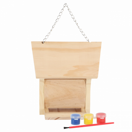 Mangeoire 18 cm à peindre DIY - Kit complet mangeoire + peinture + pinceau - Bois