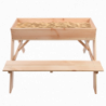 Table de pique nique 2 en 1 avec bac à sable pour 4 enfants - 93 x 88 x H 60 cm - Bois de pin