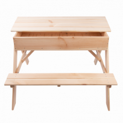 Table de pique nique 2 en 1 avec bac à sable pour 4 enfants - 93 x 88 x H 60 cm - Bois de pin