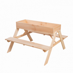 Table de pique nique 2 en 1 avec bac à sable pour 4 enfants - 93 x 88 x H 60 cm - Bois de pin