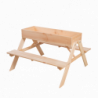Table de pique nique 2 en 1 avec bac à sable pour 4 enfants - 93 x 88 x H 60 cm - Bois de pin