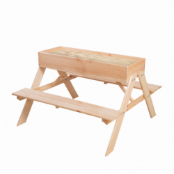 Table de pique nique 2 en 1 avec bac à sable pour 4 enfants - 93 x 88 x H 60 cm - Bois de pin