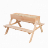Table de pique nique 2 en 1 avec bac à sable pour 4 enfants - 93 x 88 x H 60 cm - Bois de pin