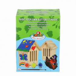 Abri à papillons en bois à peindre DIY - Kit complet abri papillons + peintures + pinceau - H 20 cm