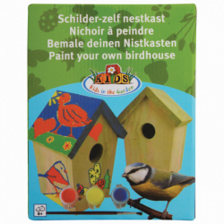 Nichoir en bois à peindre DIY - Kit complet nichoir + peinture + pinceau - H 20 cm
