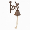 Cloche rustique design oiseau S - H 15,5 cm - Fonte, corde coton