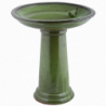 Bain oiseau sur pied céramique vert - D 42 x H 47 cm - Terre cuite