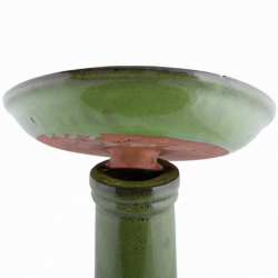 Bain oiseau sur pied céramique vert - D 42 x H 47 cm - Terre cuite