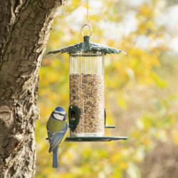Silo alimentaire avec auvent - Décor feuille - H 22.5cm - Acier doux