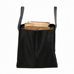 Sac porte bois d'allumage noir - Grandes poignées - L 27,5 x H 37 cm - Polyester