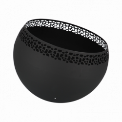 Brasero boule décor pois - Collecteur de cendres - D 58 x H 46,5 cm - Métal noir
