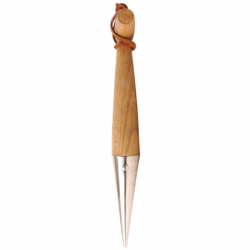 Plantoir droit ergonomique - L 29,5 cm - Acier inoxydable, bois de frêne, noeud en cuir