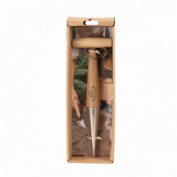 Plantoir droit ergonomique - L 29,5 cm - Acier inoxydable, bois de frêne, noeud en cuir