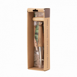 Plantoir droit ergonomique - L 29,5 cm - Acier inoxydable, bois de frêne, noeud en cuir