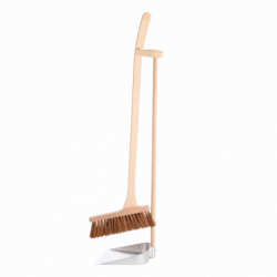 Set de nettoyage balai et pelle à long manche - L 25,5 x H 90,5 cm - Bois de hêtre, acier