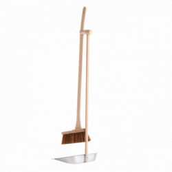 Set de nettoyage balai et pelle à long manche - L 25,5 x H 90,5 cm - Bois de hêtre, acier