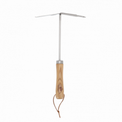 Serfouette double - L 30 cm - Accessoire pour ameublir et desherber - Inox, frêne et cuir