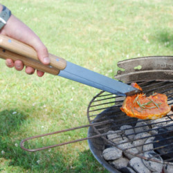 Trousse de 4 ustensiles pour barbecue - Toile, acier inoxydable, bois de frêne