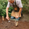 Set de 3 outils de petit jardinage - Pelle rateau et gants en cuir - Inox frêne et cuir