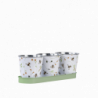 Trois pots sur plateau avec motif abeille - L 32 x P 10,6 x H 10,9 cm - Acier galvanisé