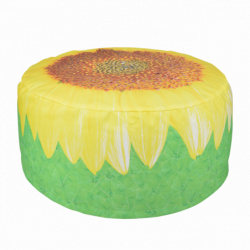 Pouf d'extérieur imprimé tournesol - D 58 x H 32,5 cm - Polyester, PVC