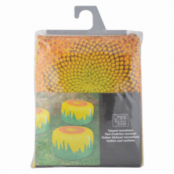 Pouf d'extérieur imprimé tournesol - D 58 x H 32,5 cm - Polyester, PVC