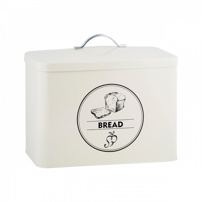 Boîte à pain - L 34,5 x P 19 x H 29,7 cm - Blanc - Acier galvanisé